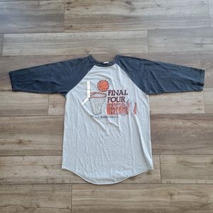 Vintage 1983 Final Four Gray and Black Raglan T Shirt Medium NC State Valvano